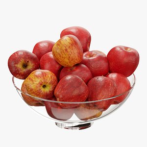 Glass footed fruit bowl set 14 3D model