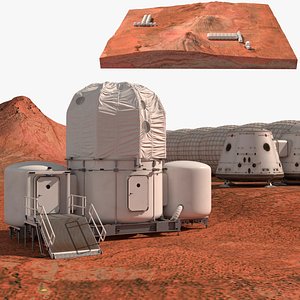 Mars Colony Around Volcanic Crater model