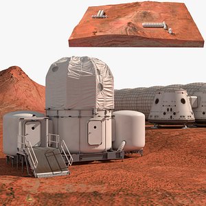 Mars Colony Around Volcanic Crater