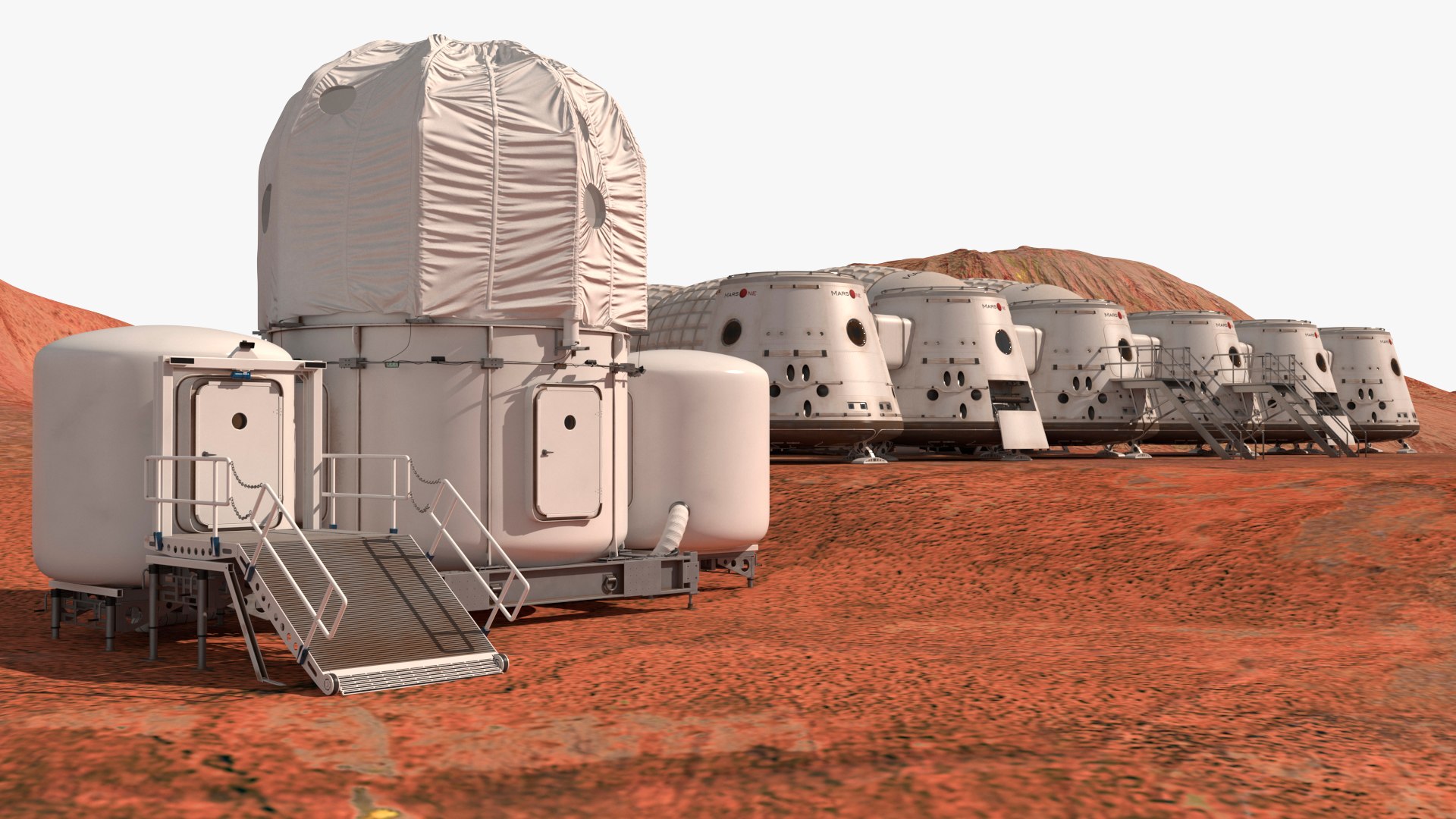 Mars Colony Around Volcanic Crater 3D model preview