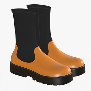 Leather Boots Yellow Modern 3D model
