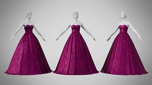 3D model Dress 48 Plum Velvet With Design