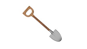 Shovel with wooden design - Low poly PBR Texture