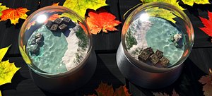 sandy white beach globe 3D model