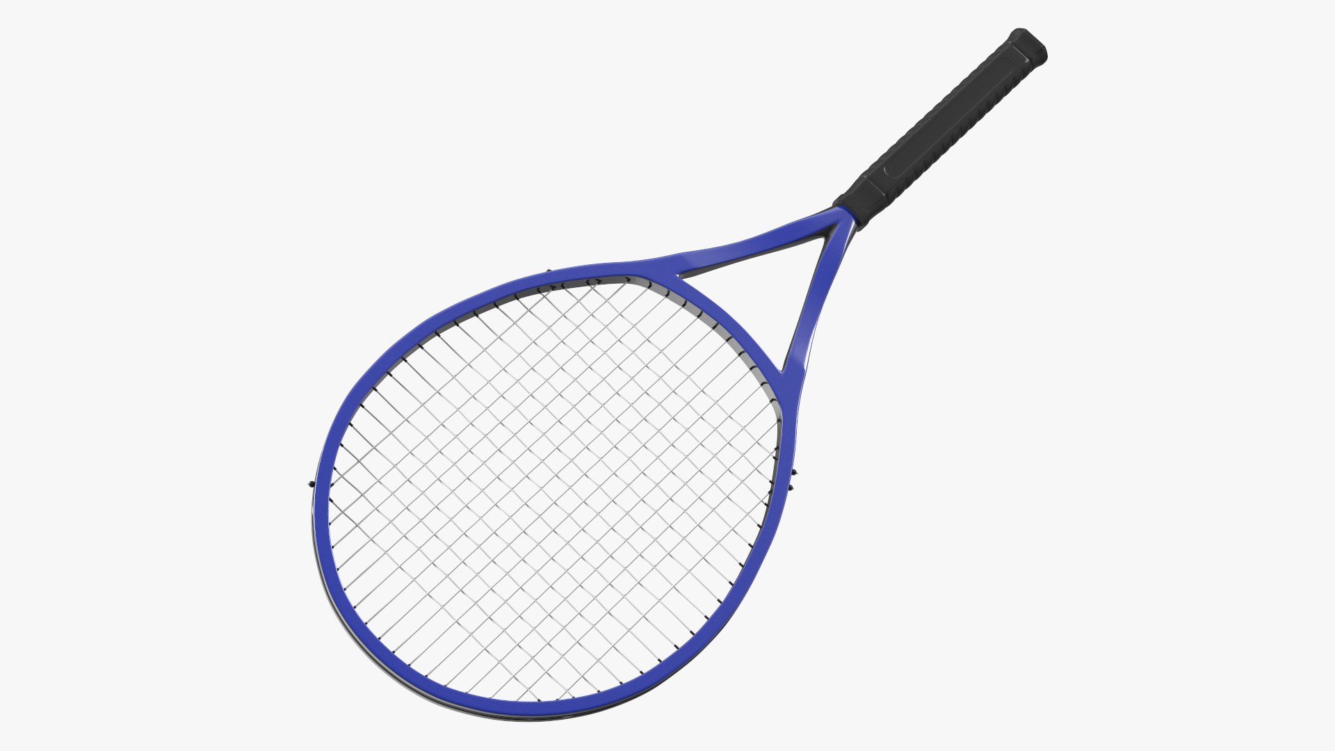 Tennis Racket with Blue Frame 3D model preview