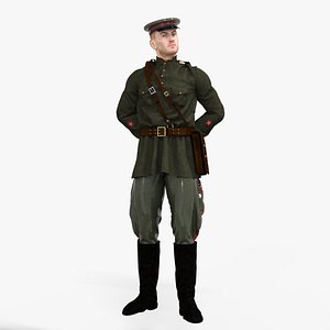 Red Army Officer Soviet ww2 Low-poly 3D model 3D model
