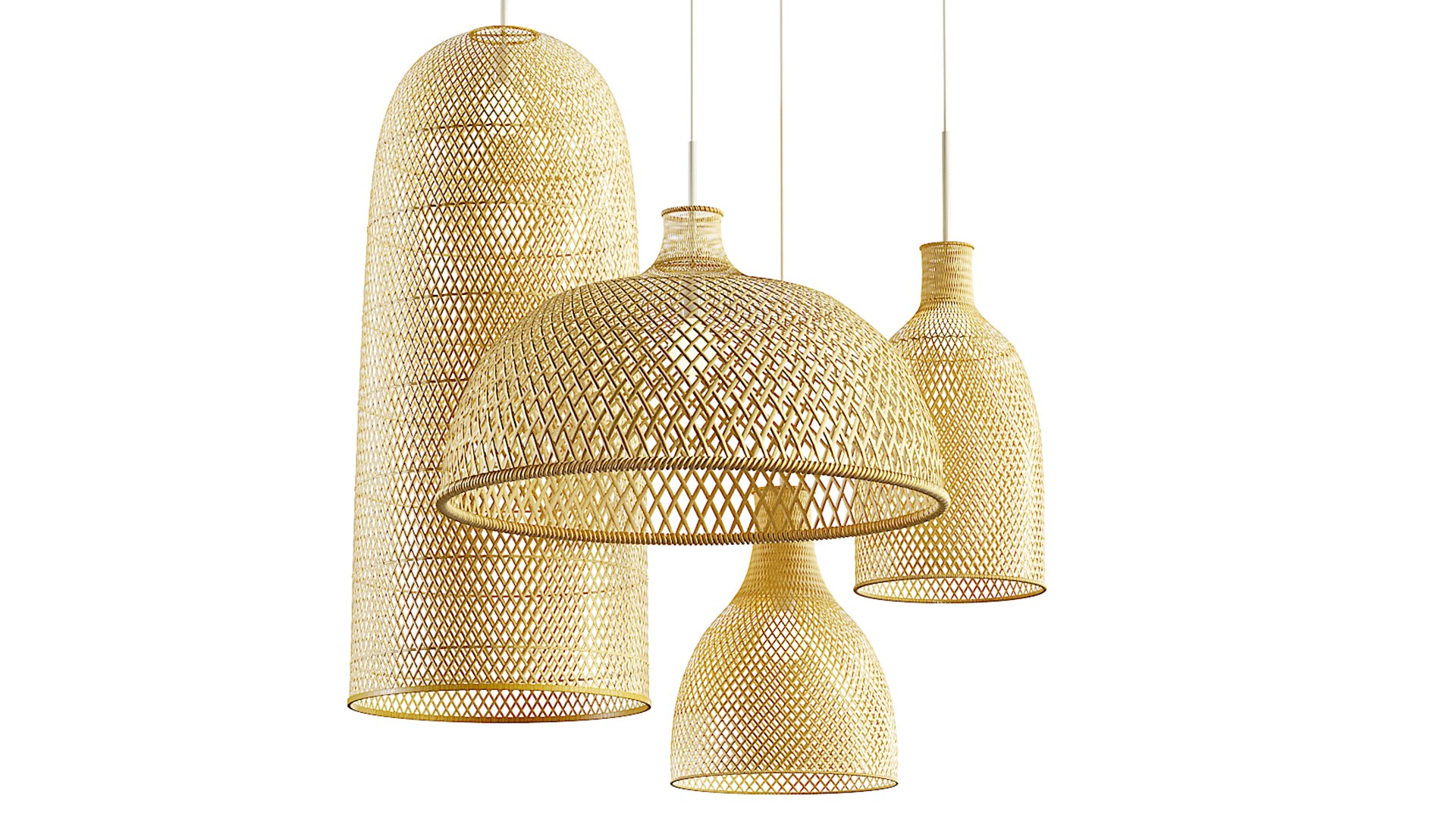 Rattan Chandelier Set 3D - TurboSquid 1955040