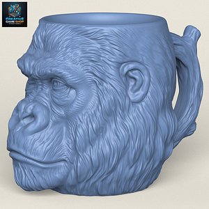 3D model Gorilla Head Mug Print Ready 3D Model