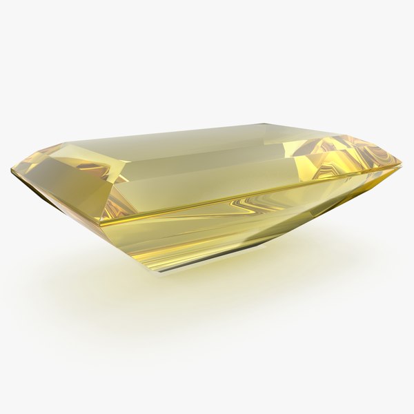 3D model Baguette Cut Yellow Sapphire