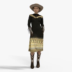 Rose Hitches Dress Outfit Low-poly