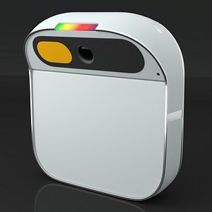 Humane Ai Pin Lunar Polished Chrome on White 3D model