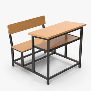 3D School Desk With Chair
