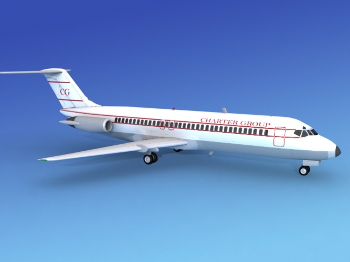 Dc-9 Commercial Airliner 3d Model