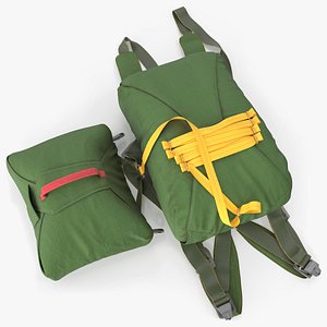 3D Tactical Paratrooper Parachute Pack Folded Green