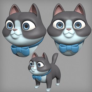 Cartoon cat character base mesh 3D model