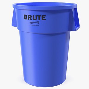 3D Rubbermaid Brute Blue Round Trash Can model