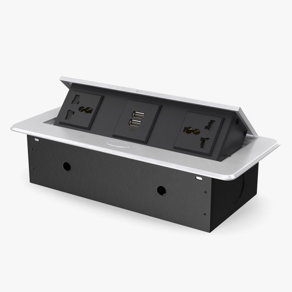 modelo 3d Caja De Conexiones Sobremesa Toma Universal Cargador USB Gris ...