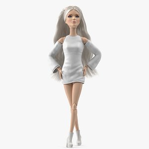 3D model Barbie Doll White Dress Rigged for Modo