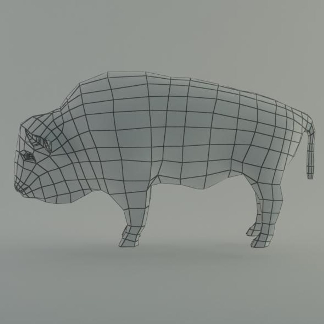 3d bison base mesh model