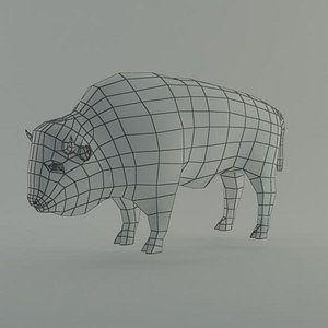 3d bison base mesh model