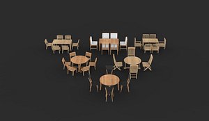 Dining Table set 04 3D model 3D model
