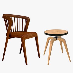 Dining Chair With Stool Modern 3D