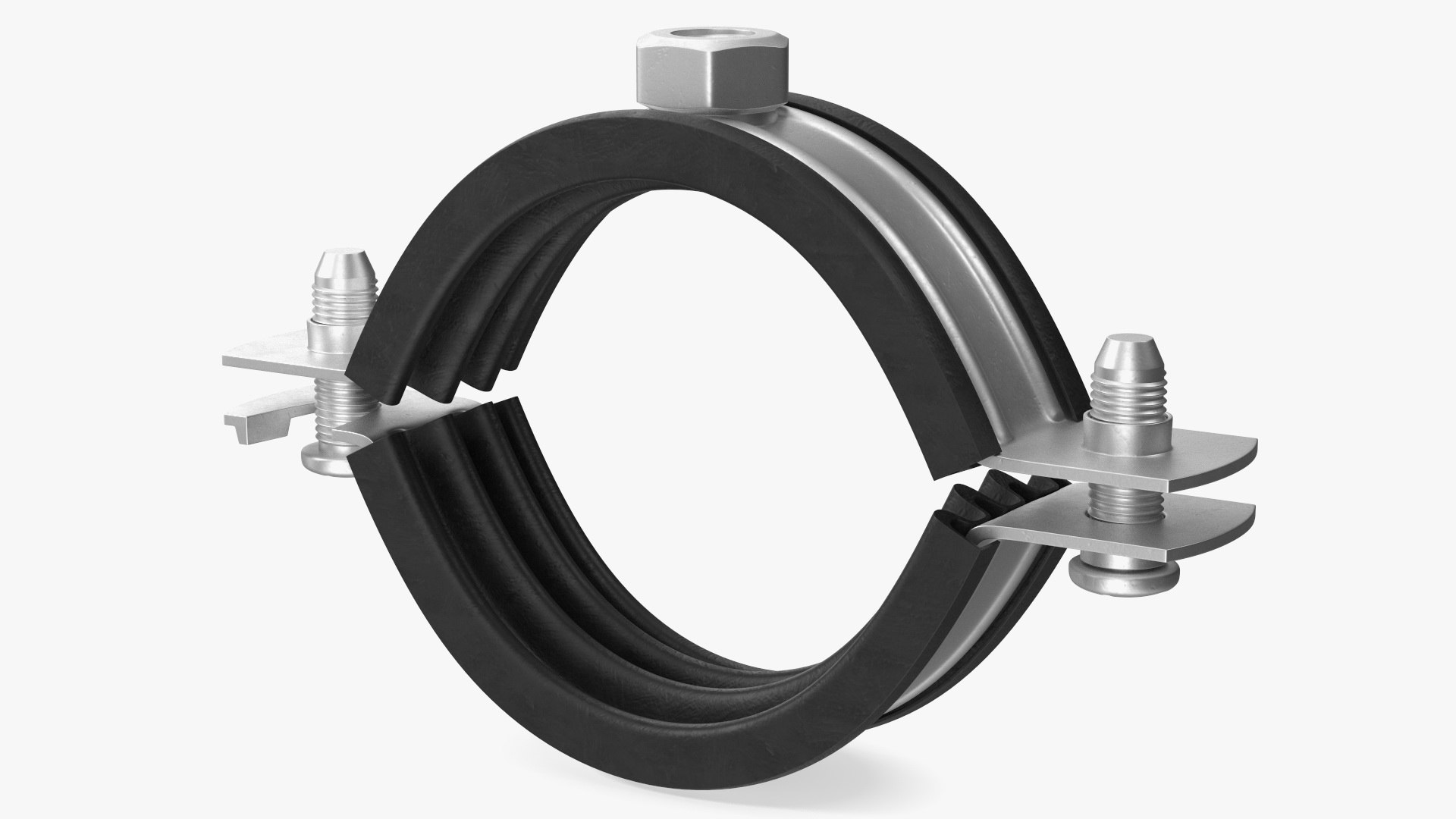 Stainless Steel Pipe Clamp with Insert 3D model preview