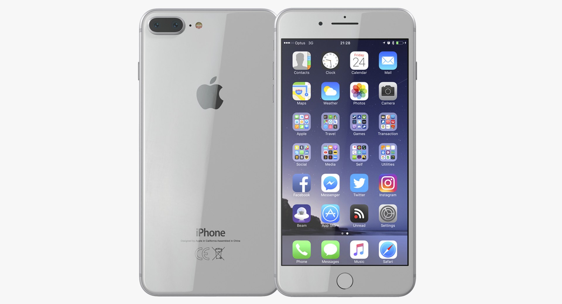 iPhone 8 Plus Silver 3D model preview