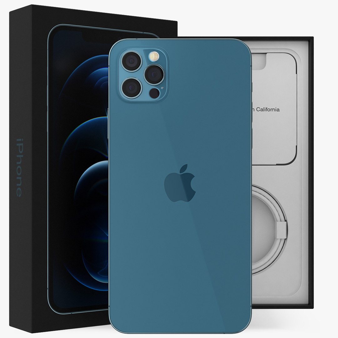 iPhone 12 Pro Max Unboxed Pacific Blue 3D model preview