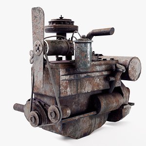 3D vintage car inline engine vehicle part da1 model