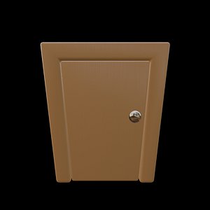 Low Poly Wooden Door with Frame Openable 3D Model