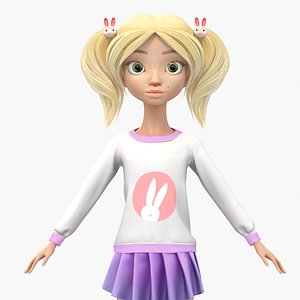 3d model cute cartoon girl