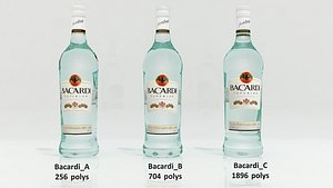 3D bacardi alcohol bottle