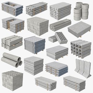 20 Concrete Construction Materials Colletion 3D model