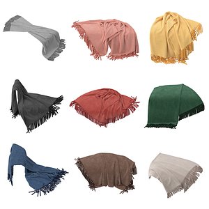 Sofa Throw Blanket Set 9 Color Variants Draped 3D Fabric Props