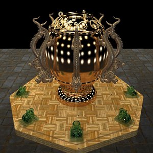 3D Chinese incense bronze burner