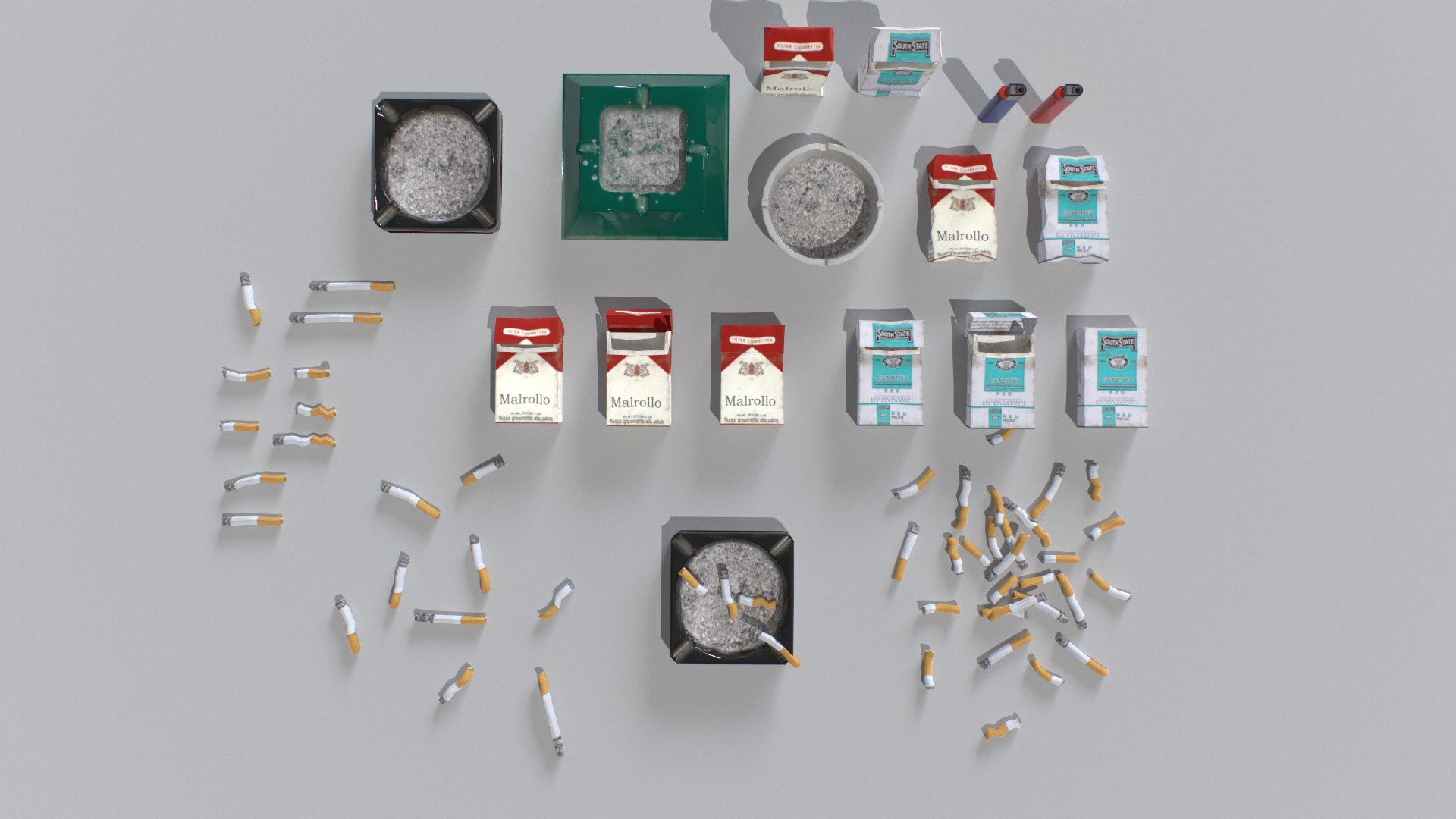 3D Cigarettes And Ashtrays Model TurboSquid 1974768