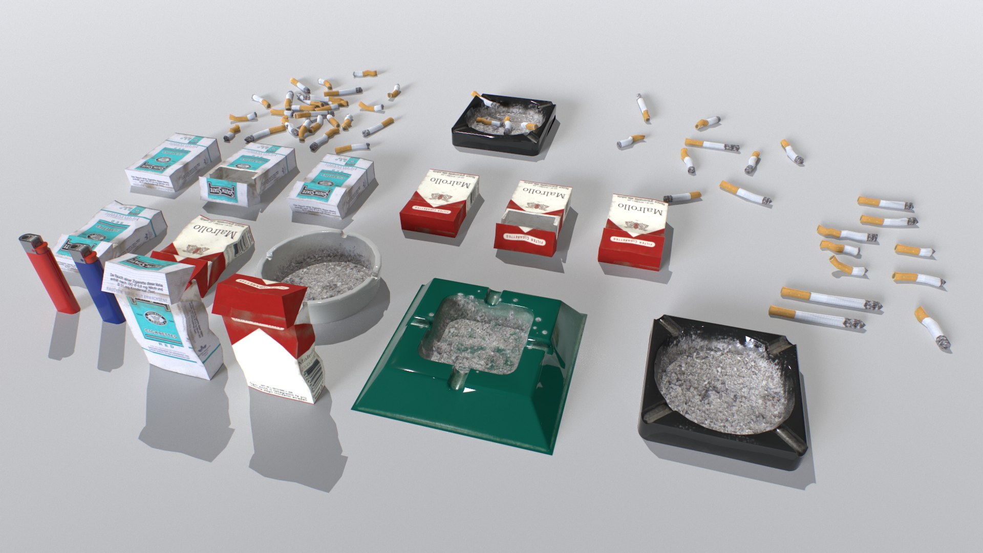 3D Cigarettes And Ashtrays Model TurboSquid 1974768