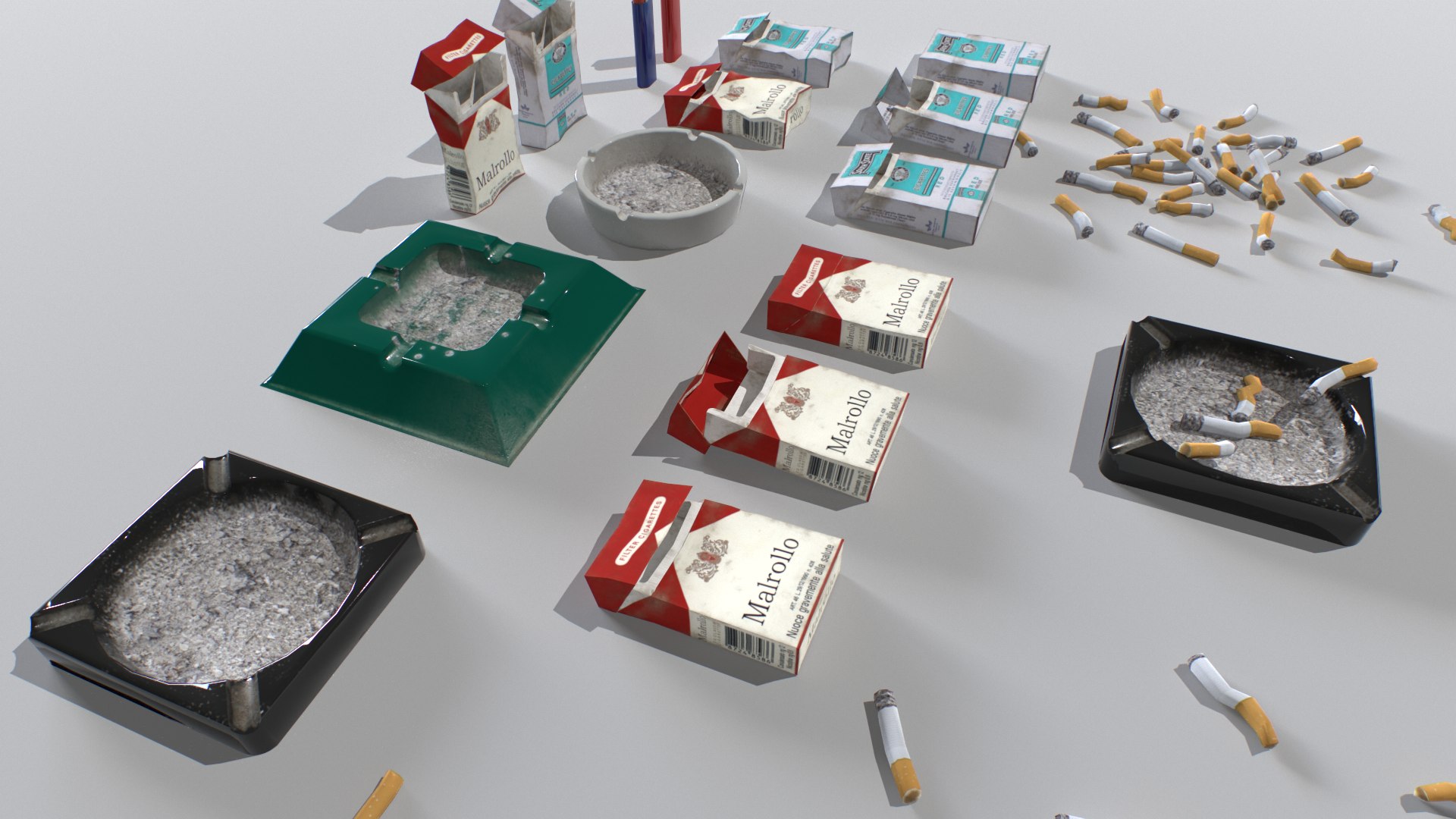 3D Cigarettes And Ashtrays Model TurboSquid 1974768