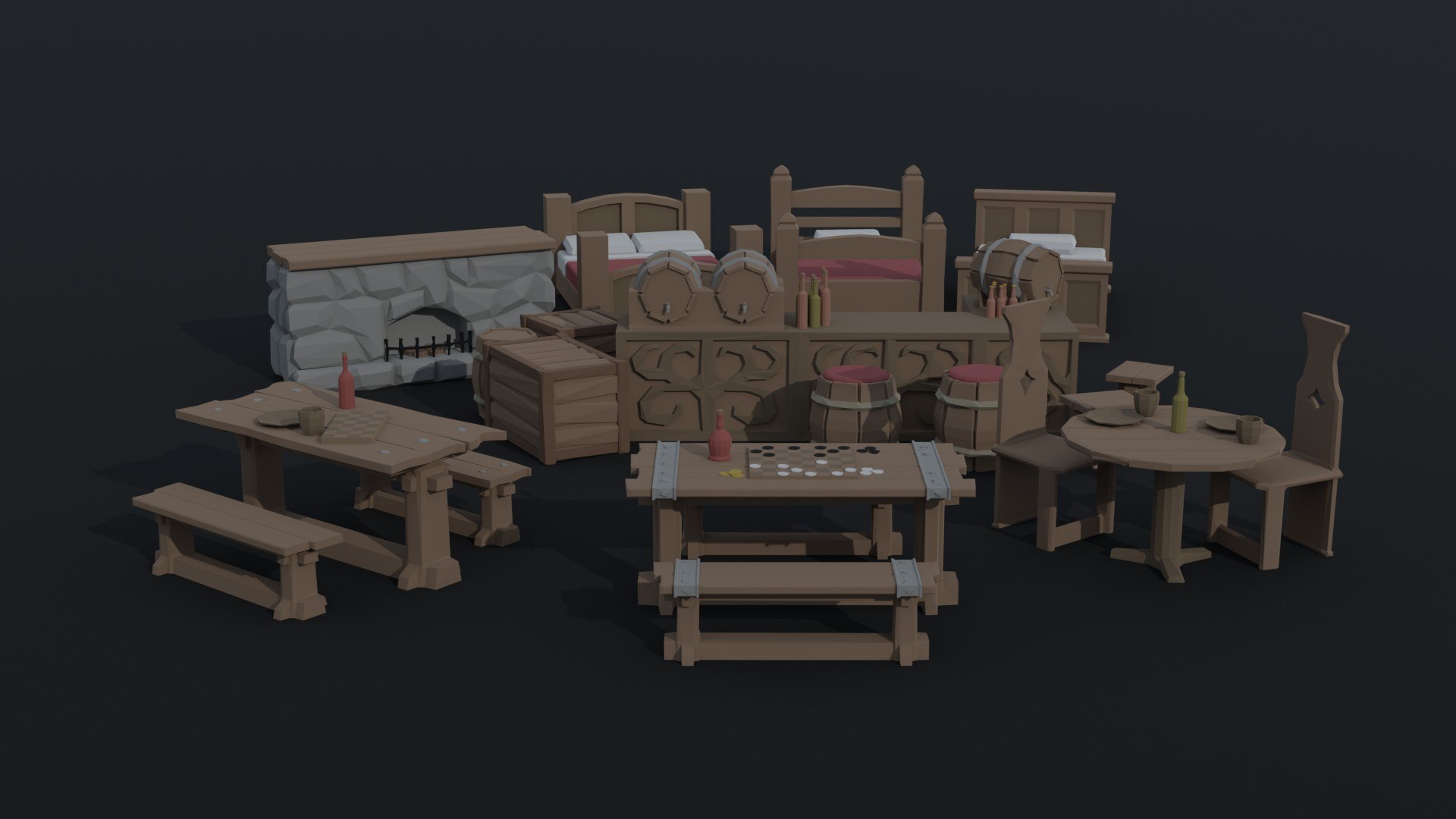 3D Low-poly cartoon medieval tavern interior asset model https://p.turbosquid.com/ts-thumb/Ey/YuFACJ/yq/1/jpg/1707466051/1920x1080/fit_q87/55f068552b1c96e7bfc8e647b78c2dfa5a272c17/1.jpg