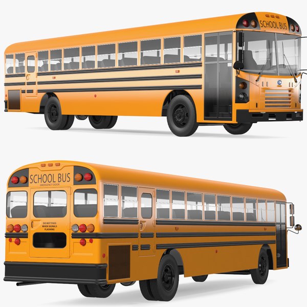 blue bird tx3 school bus rigged 3d model