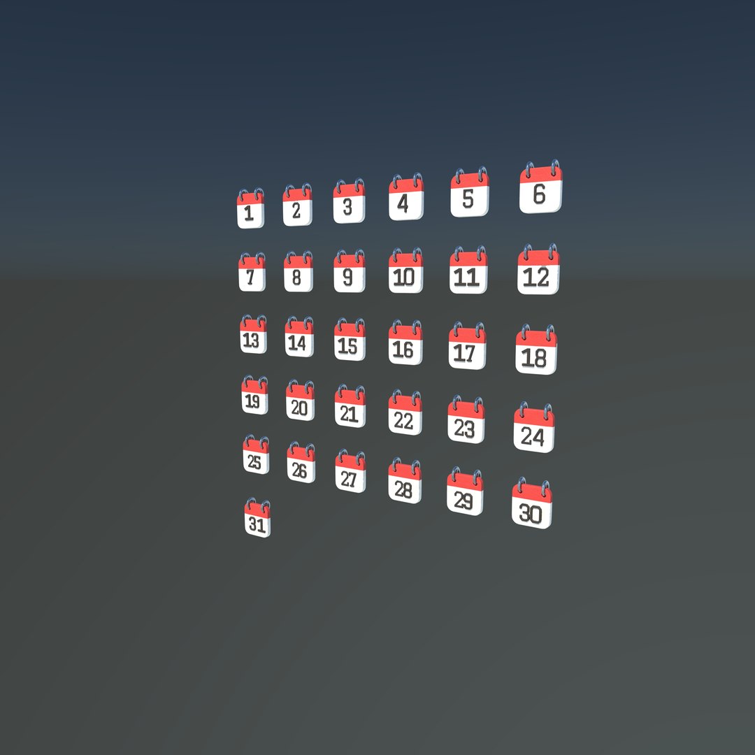 Calendar Icon 1- 31 3D model 3D model https://p.turbosquid.com/ts-thumb/Ey/bTCoxJ/7x/calendaricontexture_10/jpg/1735920361/1920x1080/fit_q87/2d64adb6afb0777f5cf5f75959cc5e1080f95274/calendaricontexture_10.jpg