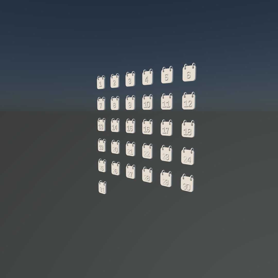 Calendar Icon 1- 31 3D model 3D model https://p.turbosquid.com/ts-thumb/Ey/bTCoxJ/eQ/calendaricontexture_1/jpg/1735920377/1920x1080/fit_q87/0d50873e99fb979c65936ba0833ce1b7b4330f62/calendaricontexture_1.jpg