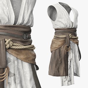 Asian Warrior Sleeveless Clothing With Belt Gray