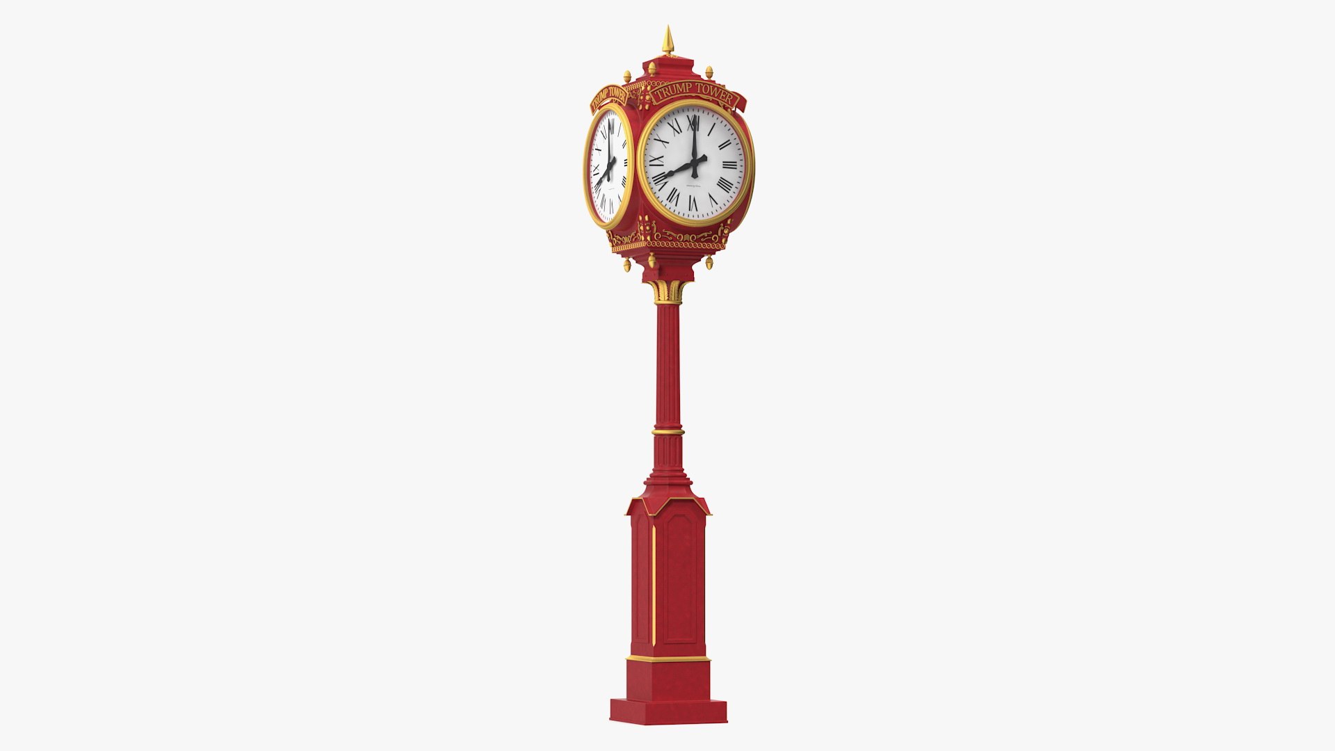 Trump Tower Clock Red 3D model preview
