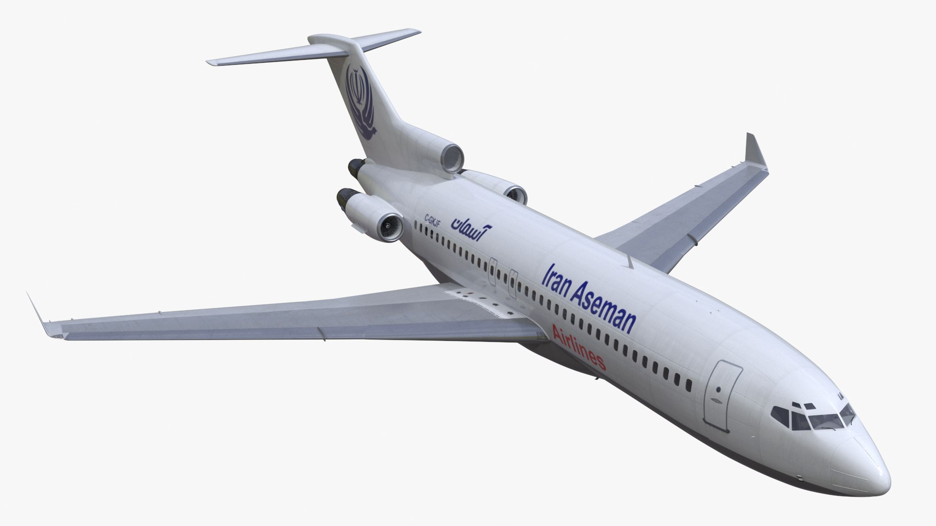 Commercial Airliner Boeing 727-100 Iran Aseman Rigged 3D model preview