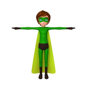 3D model superhero boy cartoon