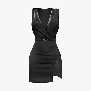 3D Tuxedo Dress With Slit