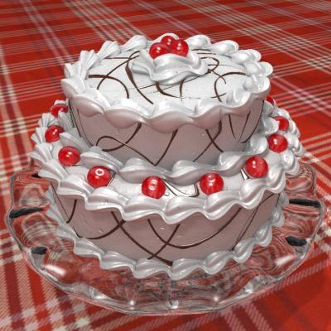 3d Model Delicious Cake Cherries