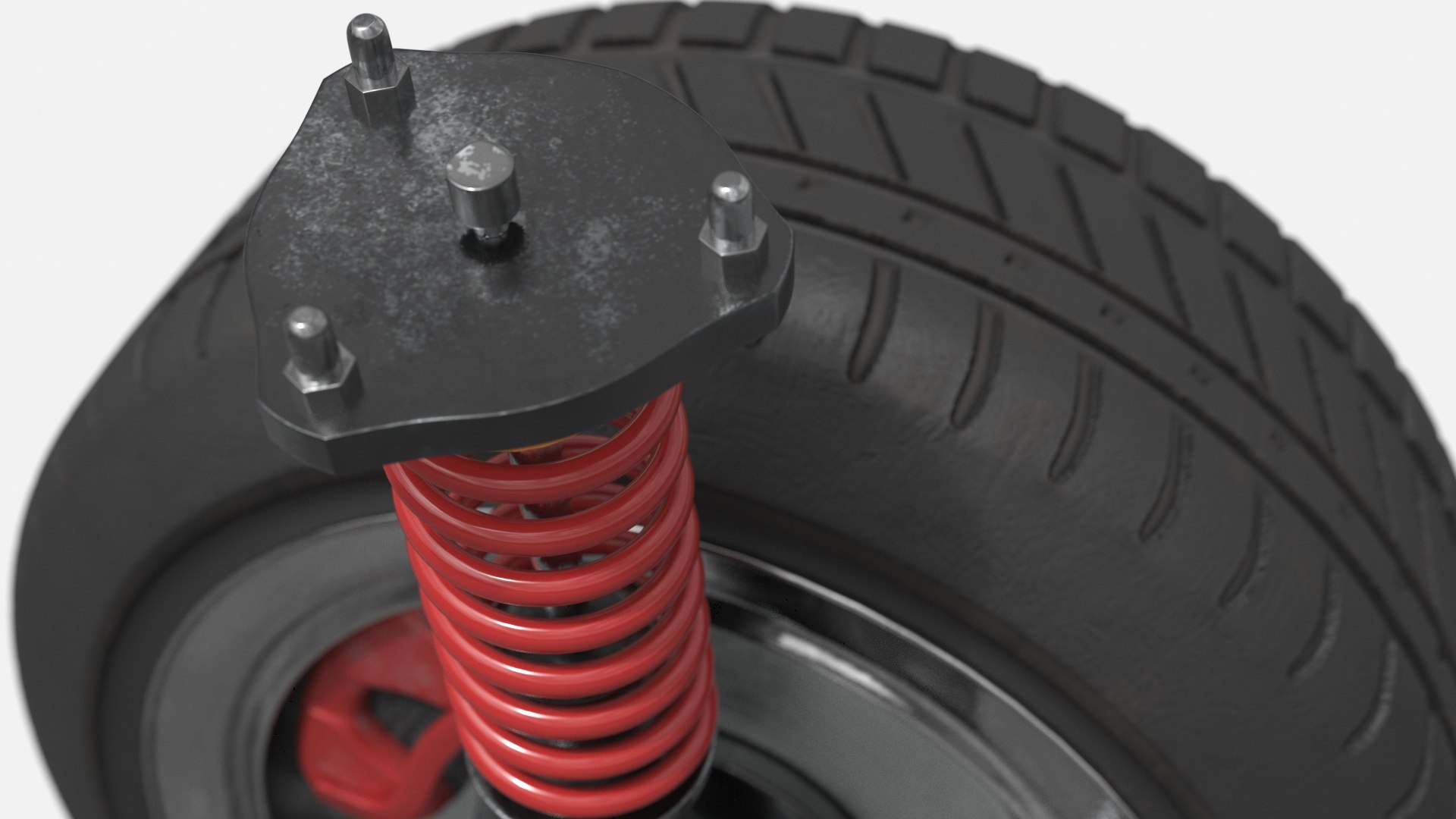 3D Coil Suspension Wheel With Directional Tire Model - TurboSquid 2412764